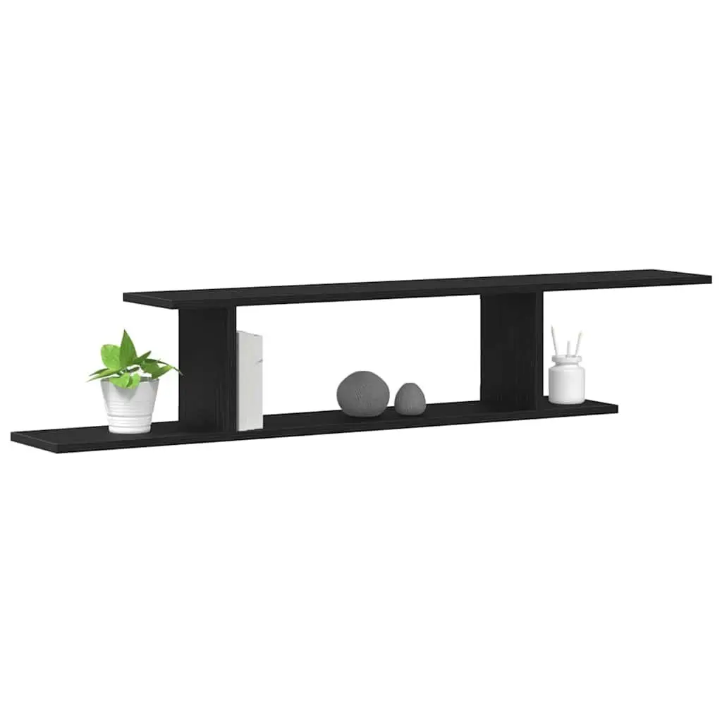 Wall-mounted Shelf Black 125cm Modern Living Room Storage Display Unit
