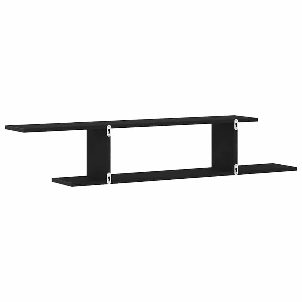 Wall-mounted Shelf Black 125cm Modern Living Room Storage Display Unit