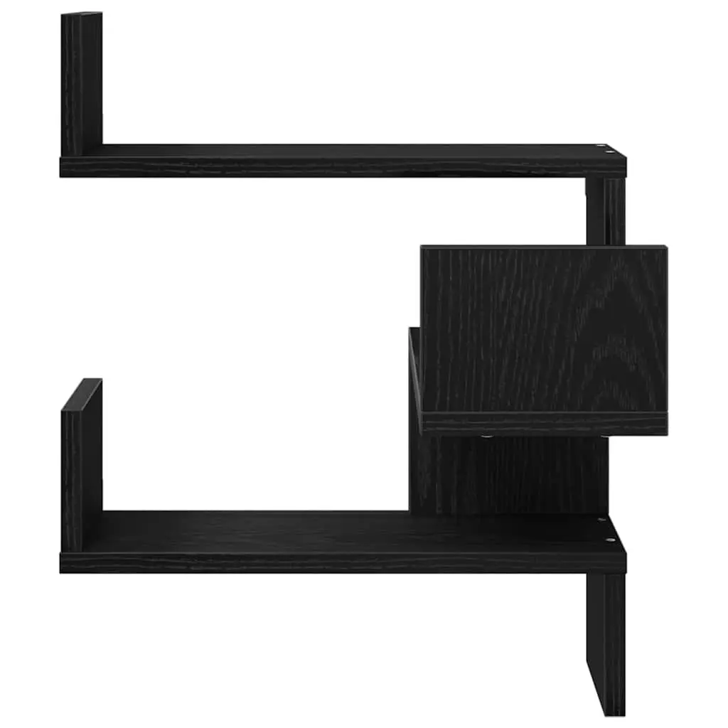 Wall Shelf 2 Pieces Black Oak Modern Storage Display Unit 40 x 40 x 49.5 cm