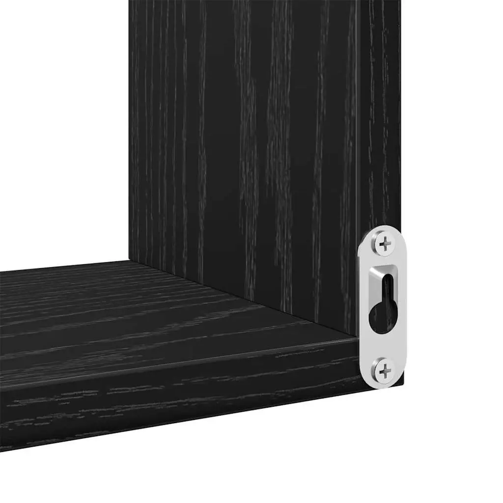 Wall Shelf 2 Pieces Black Oak Modern Storage Display Unit 40 x 40 x 49.5 cm