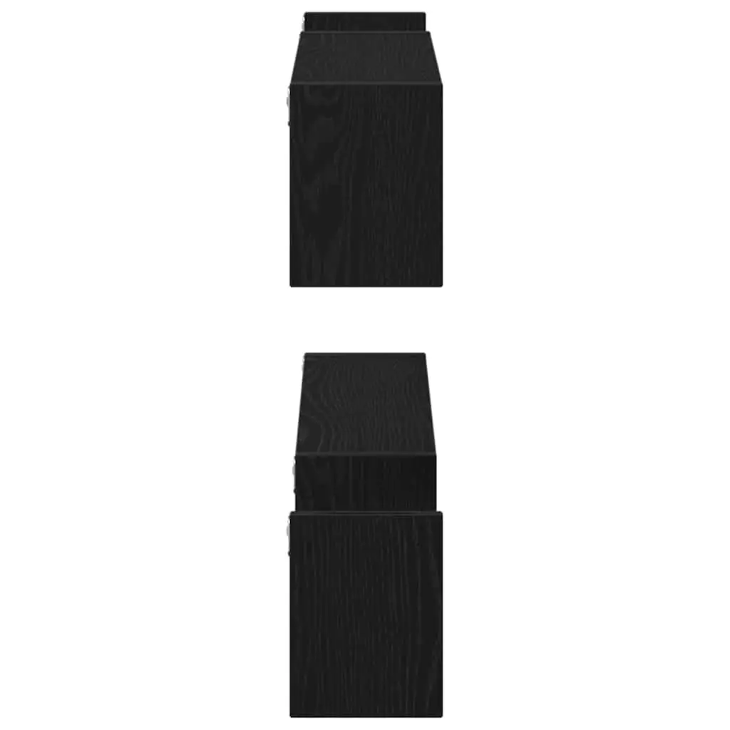 Wall Shelf Modern Storage Display 100 x 15 x 20 cm Black Oak 2 Pieces