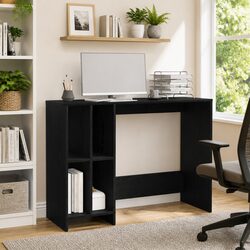 Functional Black Oak Desk with Shelves