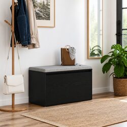Versatile Black Oak Hall Bench with Storage - 80x40x45cm