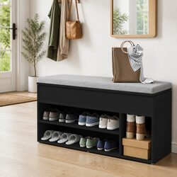 Reliable Black Shoe Bench: Organiser and Seating