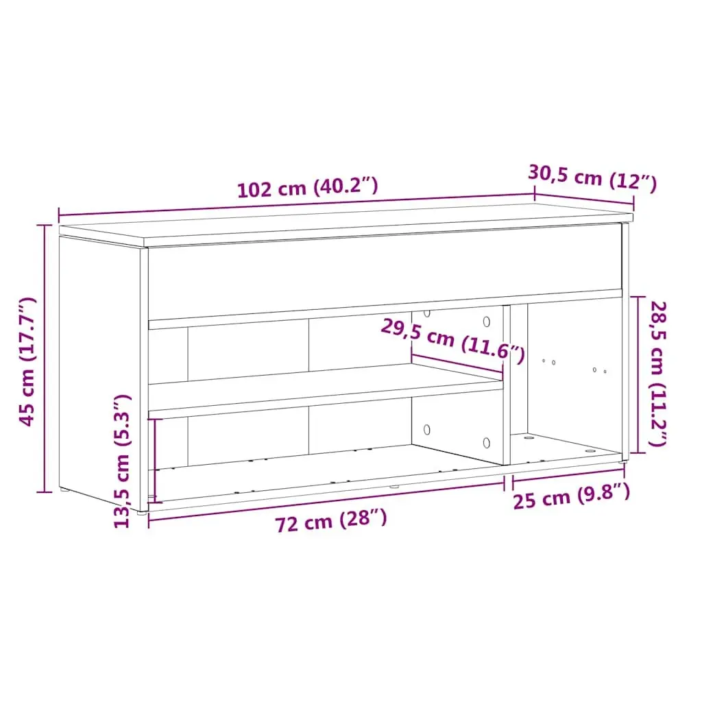 Storage Bench Black Shoe Organiser Seating Furniture Entryway Rack 102cm
