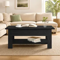 Value-Driven Black Oak Coffee Table with Storage Features