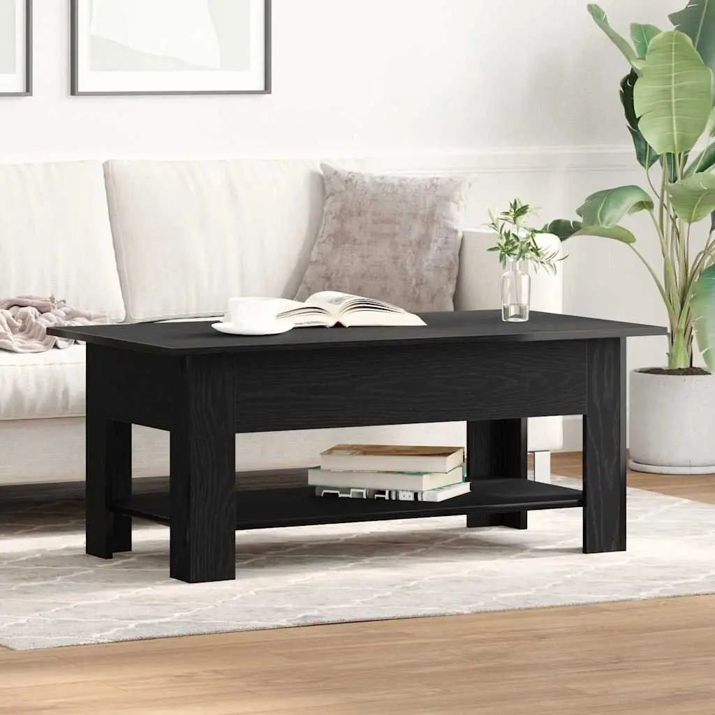 Coffee Table Black Oak Modern Living Room Storage Accent Engineered Wood 102cm