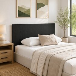 Modern Wall-Mounted Bed Headboard Black Oak Engineered Wood 160cm Bedroom