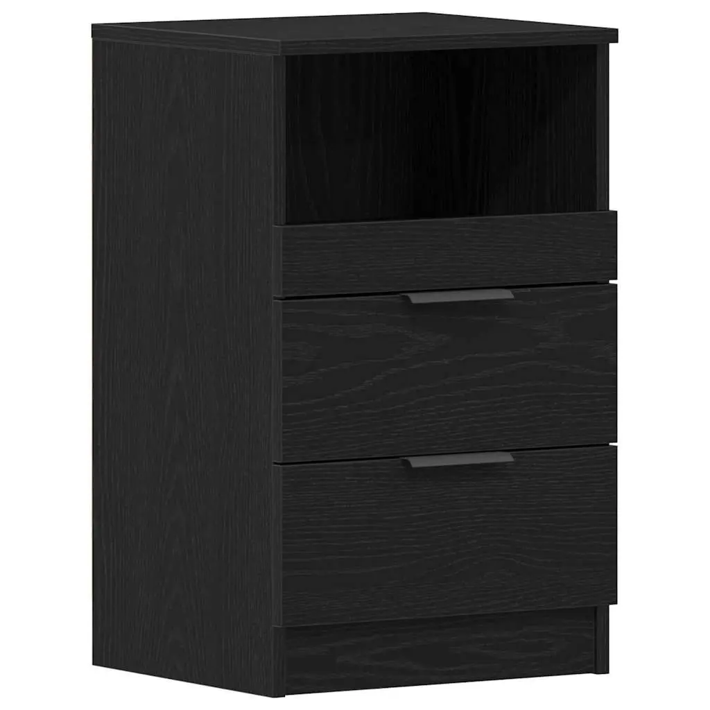 Black Oak Nightstand with Ample Storage