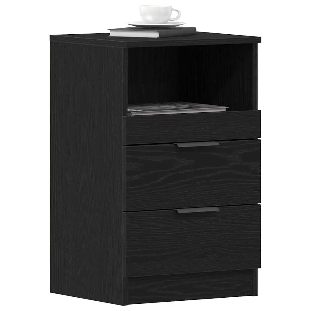 Black Oak Nightstand with Ample Storage