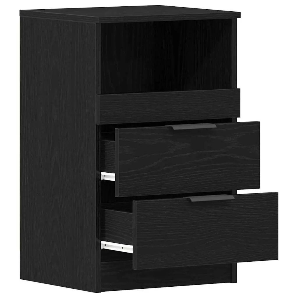 Black Oak Nightstand with Ample Storage