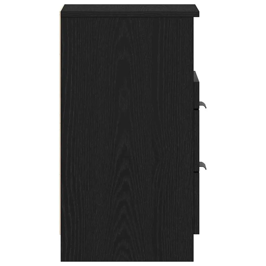 Black Oak Nightstand with Ample Storage