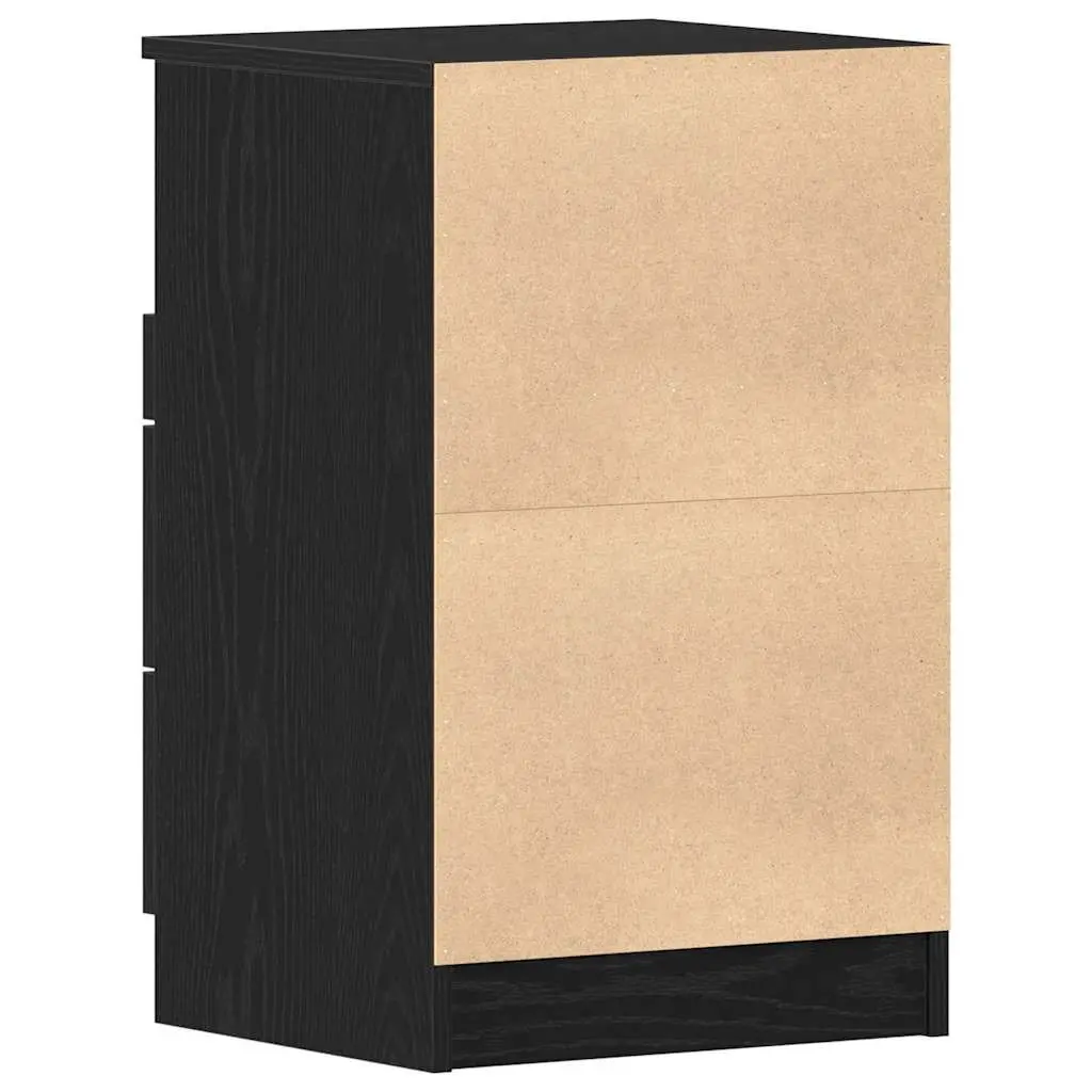 Black Oak Nightstand with Ample Storage