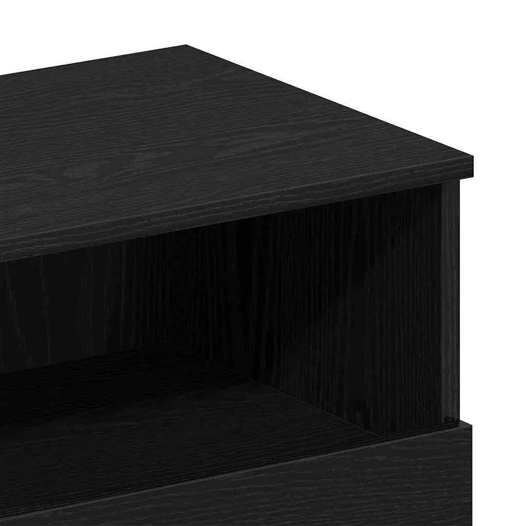 Black Oak Nightstand with Ample Storage