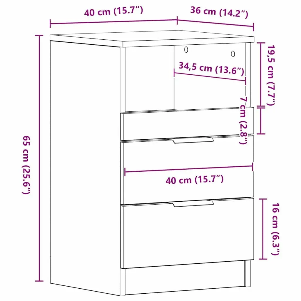 Bedside Cabinet 2 pcs Black Oak Engineered Wood Nightstand Bedroom Storage