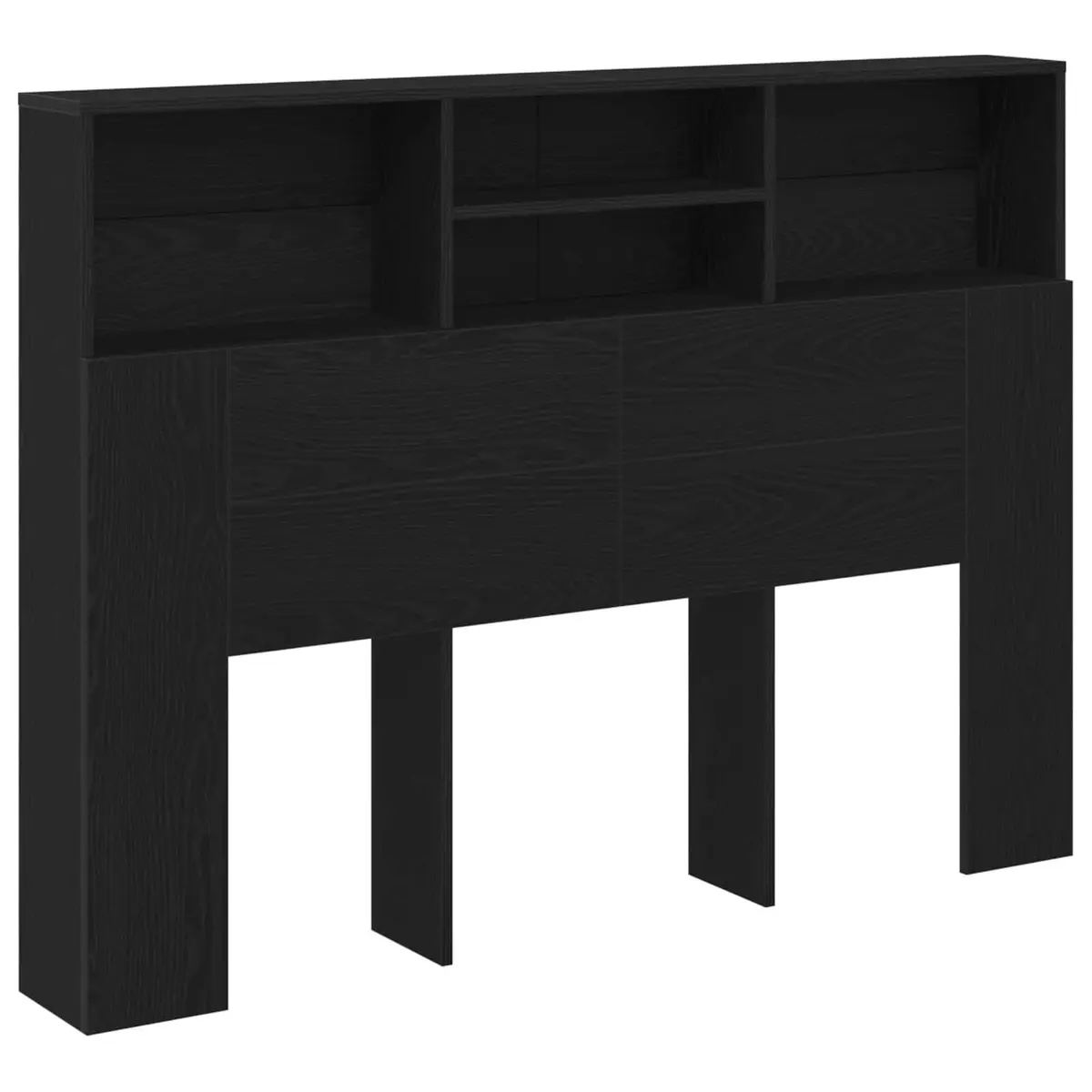 Headboard Cabinet Wall-Mounted Storage Unit Modern Black Oak 140 x 19 x 103.5 cm