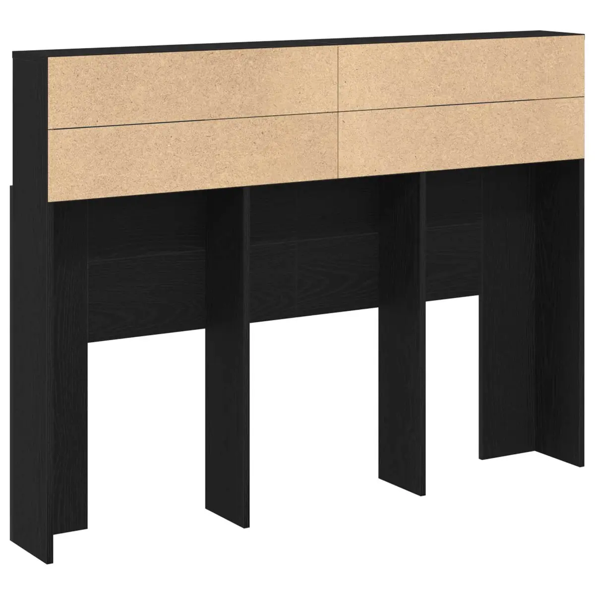 Headboard Cabinet Wall-Mounted Storage Unit Modern Black Oak 140 x 19 x 103.5 cm