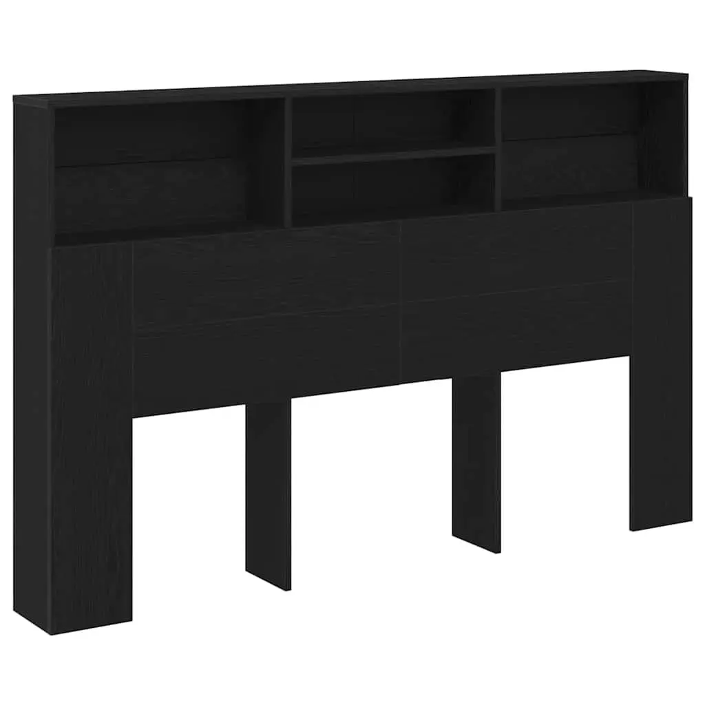 Wall-Mounted Headboard Cabinet Storage Unit 160cm Black Oak