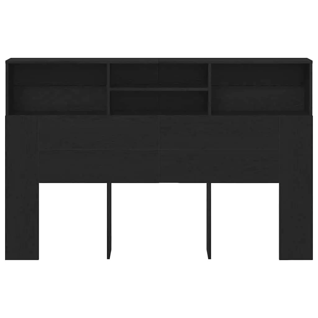 Wall-Mounted Headboard Cabinet Storage Unit 160cm Black Oak