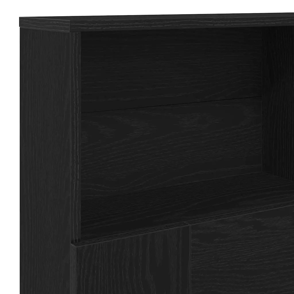 Wall-Mounted Headboard Cabinet Storage Unit 160cm Black Oak