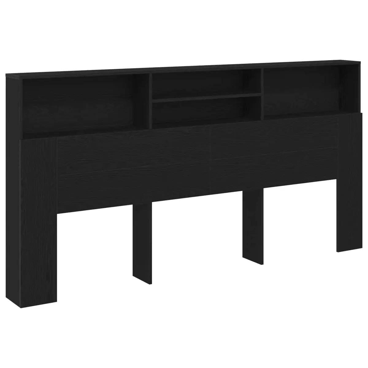 Wall-Mounted Headboard Cabinet in Black Oak