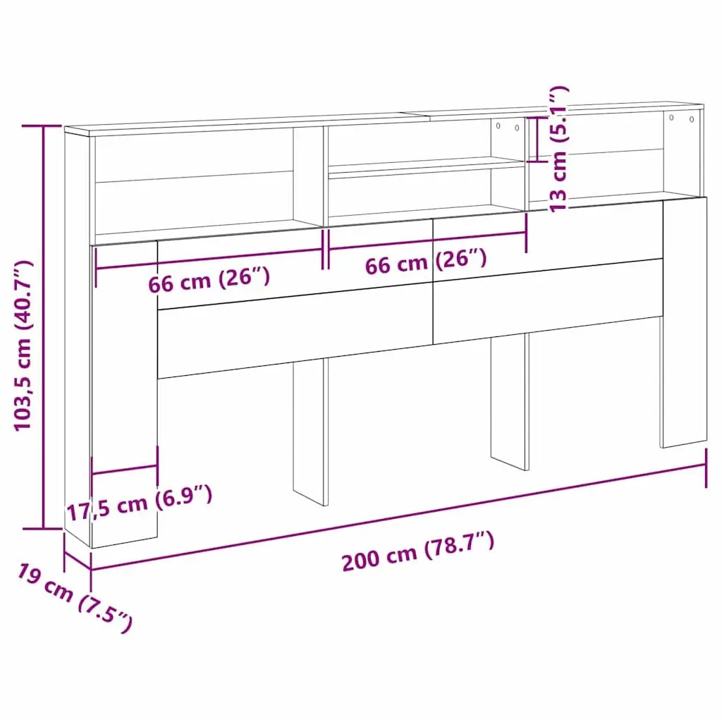 Wall-Mounted Headboard Cabinet in Black Oak