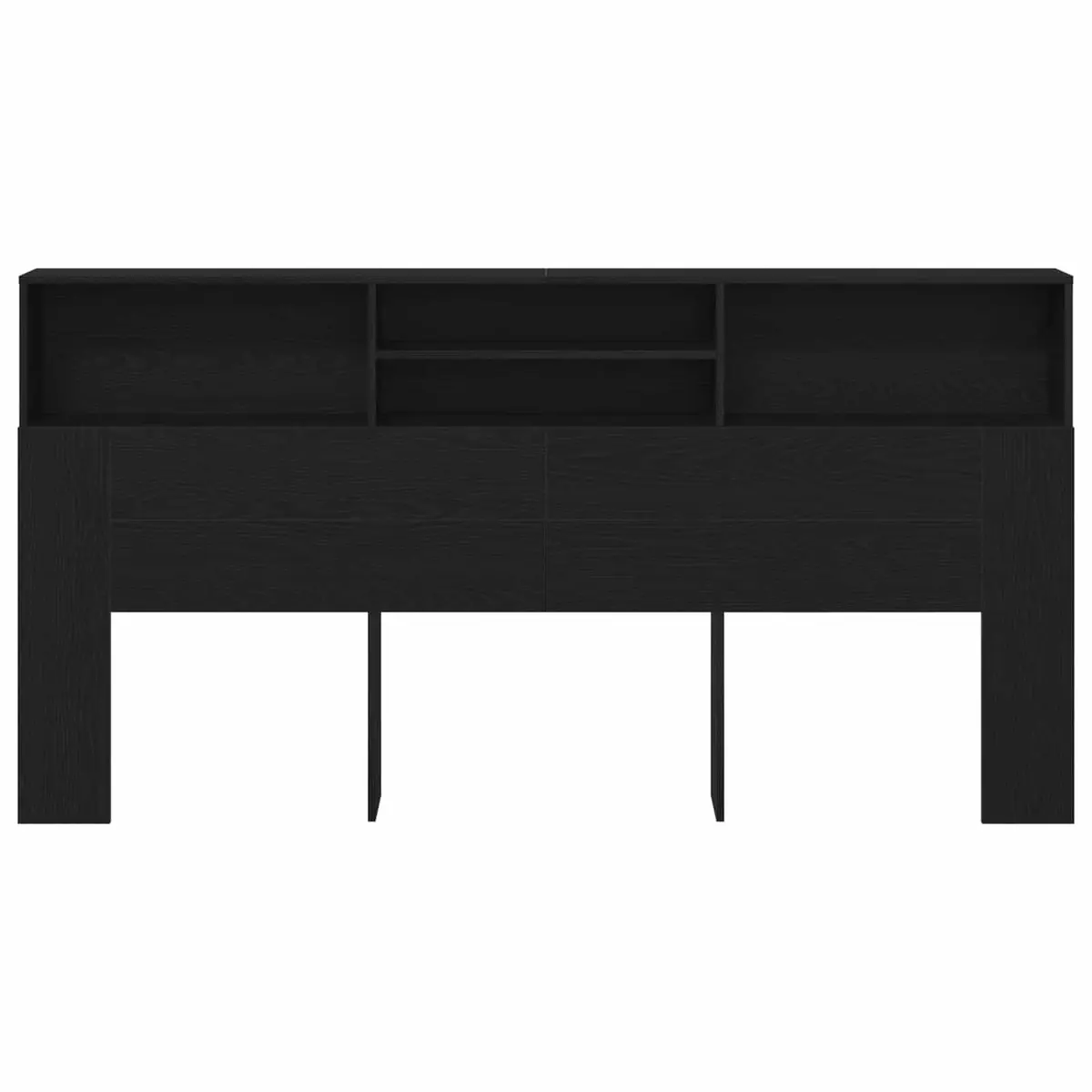 Wall-Mounted Headboard Cabinet in Black Oak