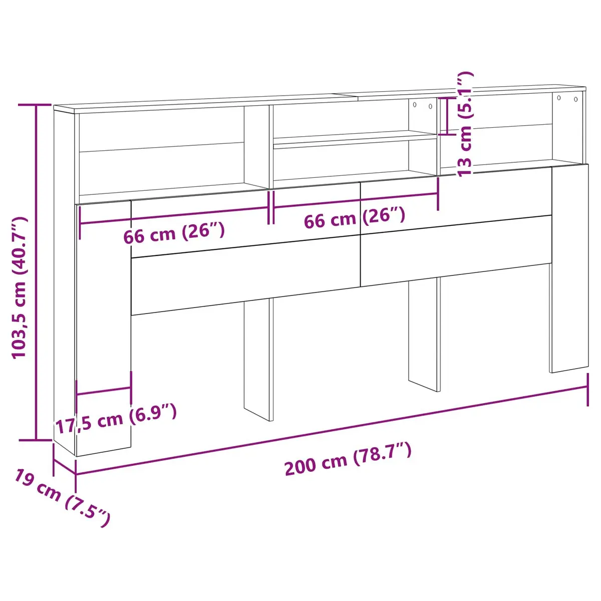 Wall-Mounted Headboard Cabinet in Black Oak