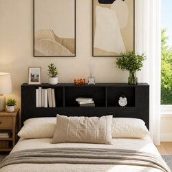 Stylish Black Headboard Cabinet Offering Practical Storage