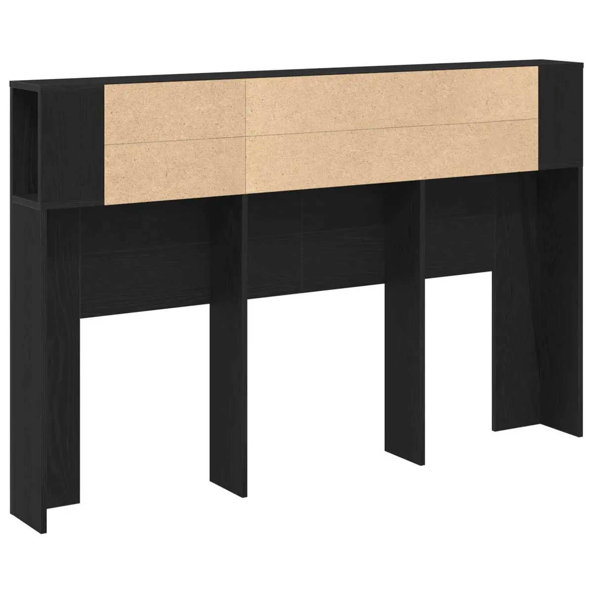 Headboard Cabinet Wall-Mounted Storage Black Engineered Wood Modern Minimalist