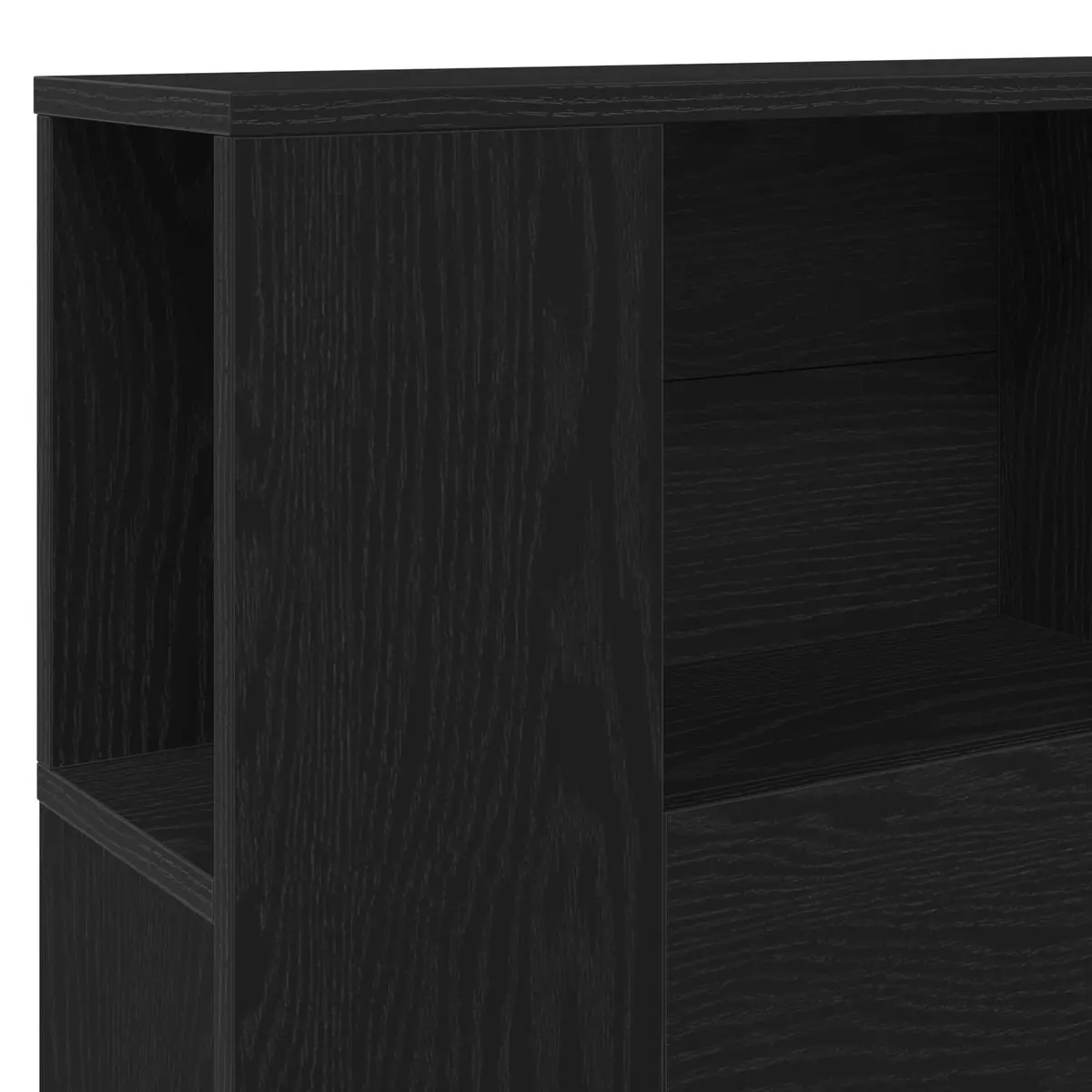 Headboard Cabinet Wall-Mounted Storage Black Engineered Wood Modern Minimalist