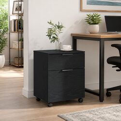 Black Oak Rolling File Cabinet: Practical Storage Solution