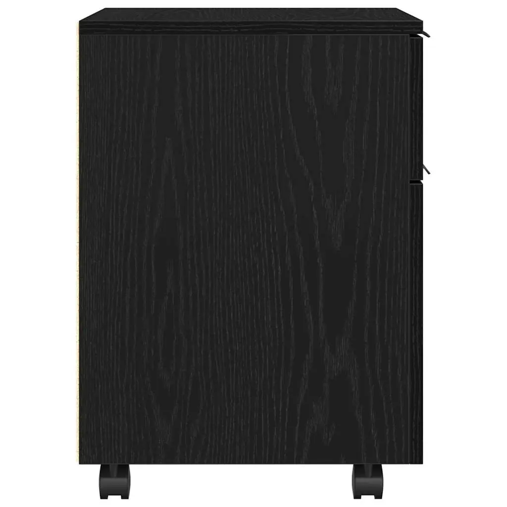 Rolling File Cabinet Storage Black Oak 45x38x54cm Home Office Organiser
