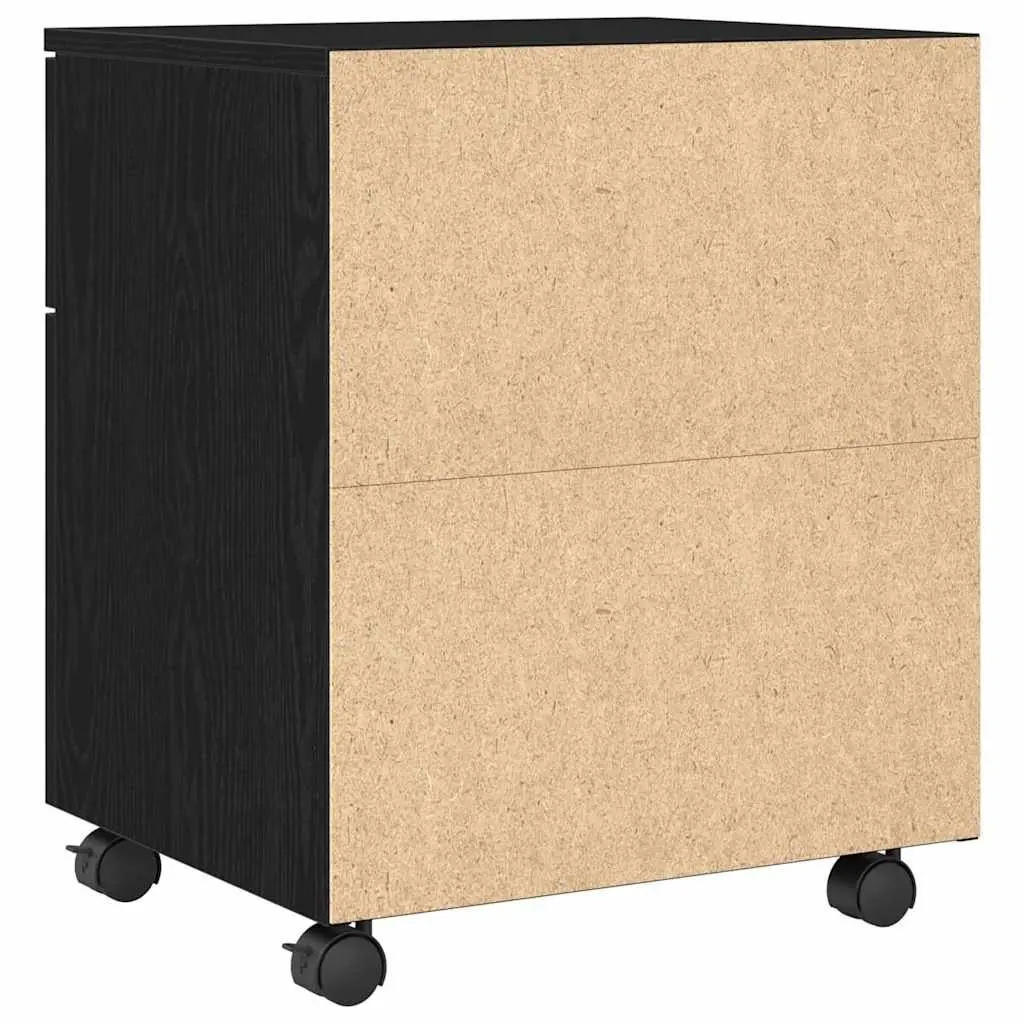 Rolling File Cabinet Storage Black Oak 45x38x54cm Home Office Organiser