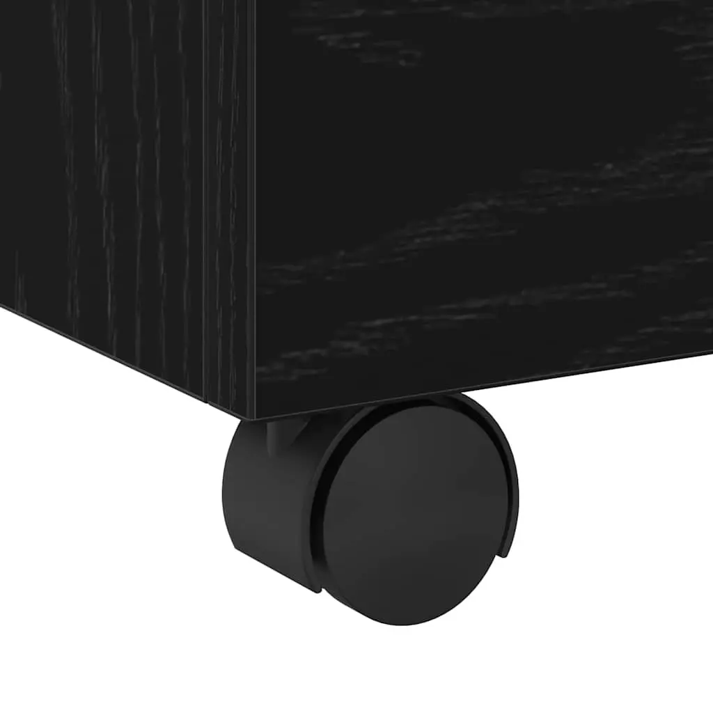 Rolling File Cabinet Storage Black Oak 45x38x54cm Home Office Organiser