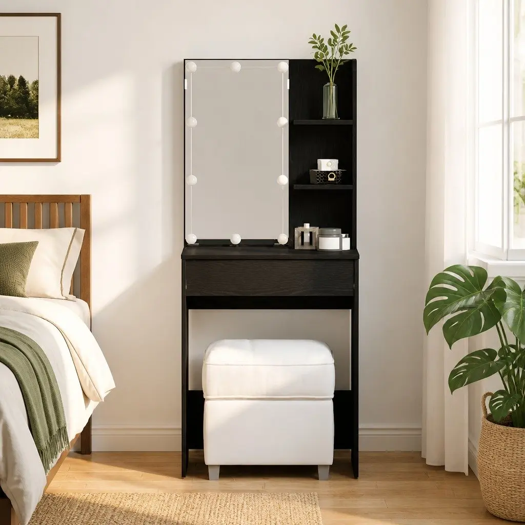 Black Dressing Table with Storage Solutions