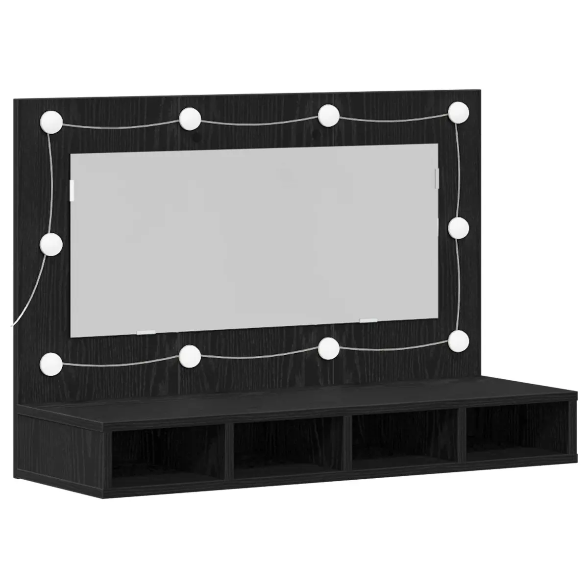 Wall-Mounted Mirror Cabinet Bathroom Storage 90 x 31.5 x 62 cm Black Oak