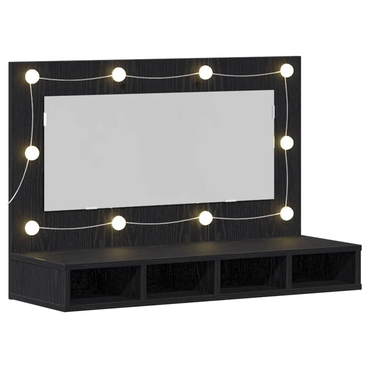 Wall-Mounted Mirror Cabinet Bathroom Storage 90 x 31.5 x 62 cm Black Oak