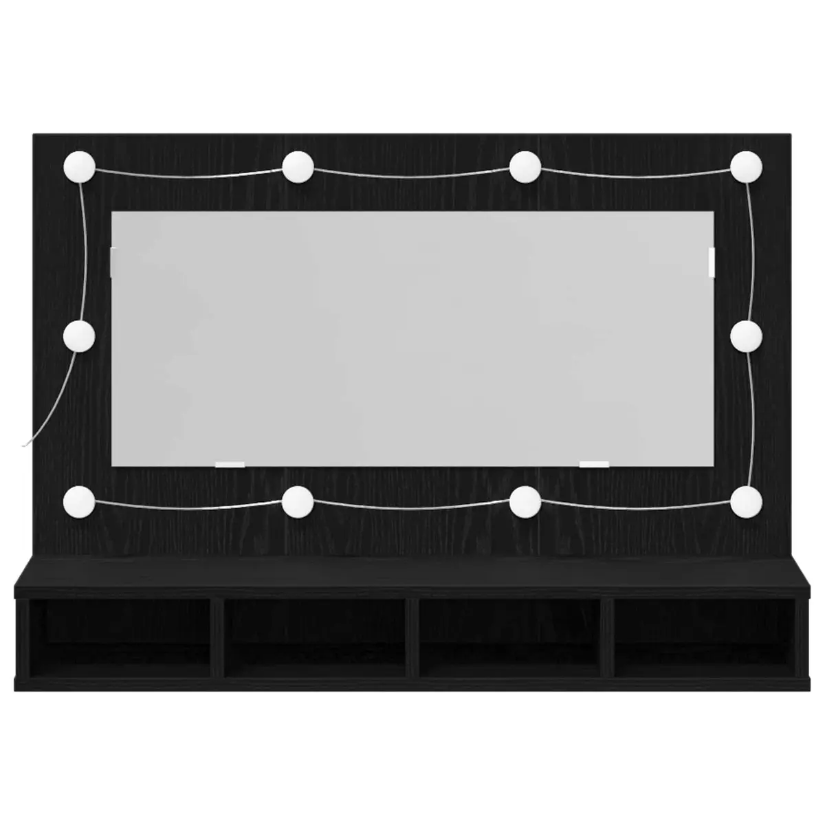 Wall-Mounted Mirror Cabinet Bathroom Storage 90 x 31.5 x 62 cm Black Oak