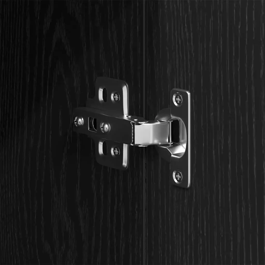 Bathroom Cabinet Storage Unit 30x30x190cm Black Oak Engineered Wood Tall