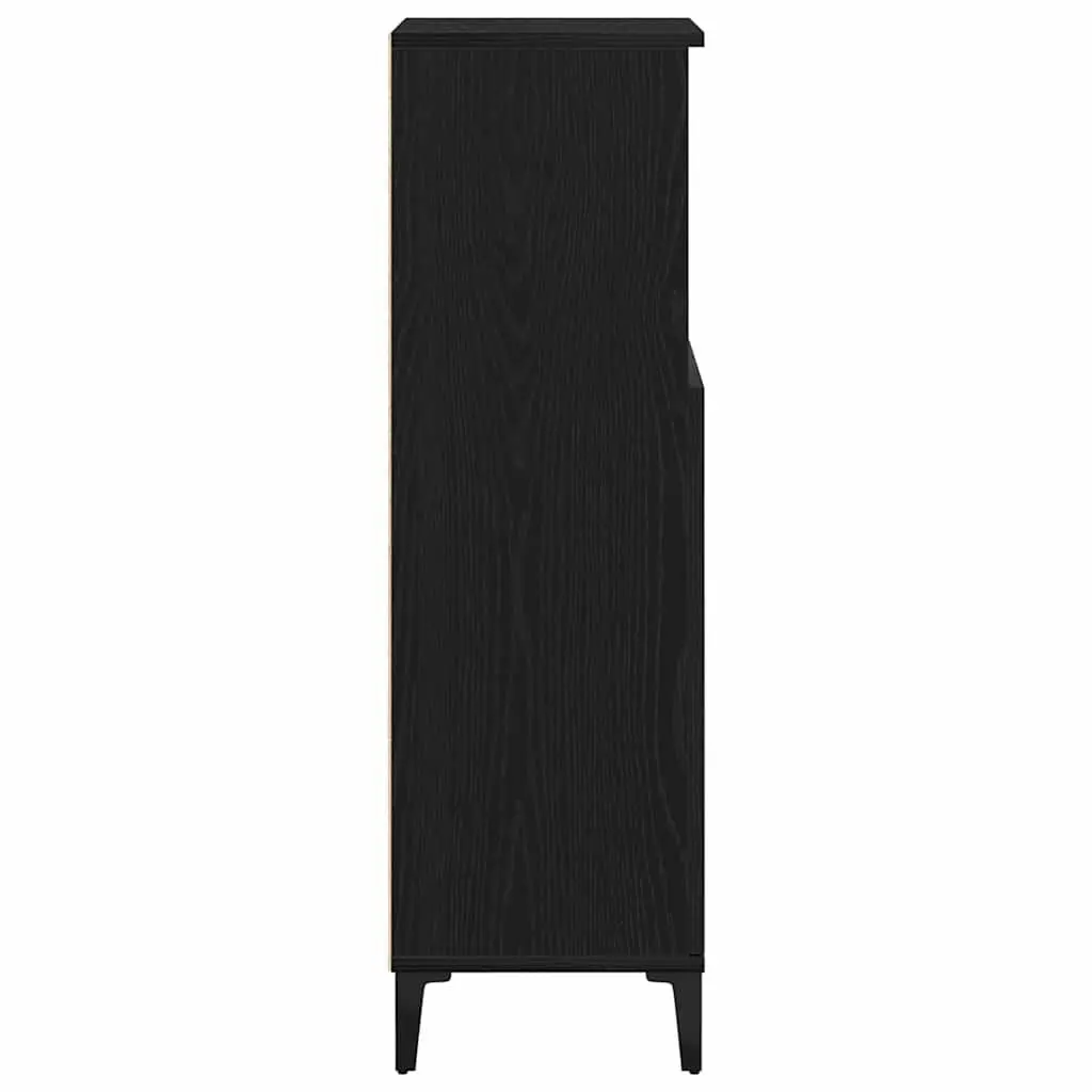 Bathroom Cabinet Wall-Mounted Storage Unit Black Modern Engineered Wood 30 x 30 x 100 cm