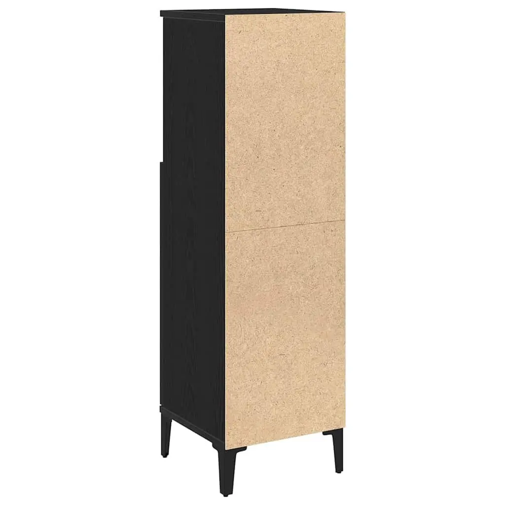 Bathroom Cabinet Wall-Mounted Storage Unit Black Modern Engineered Wood 30 x 30 x 100 cm