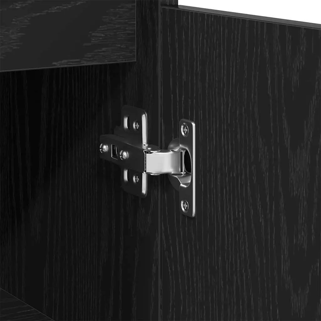 Bathroom Cabinet Wall-Mounted Storage Unit Black Modern Engineered Wood 30 x 30 x 100 cm