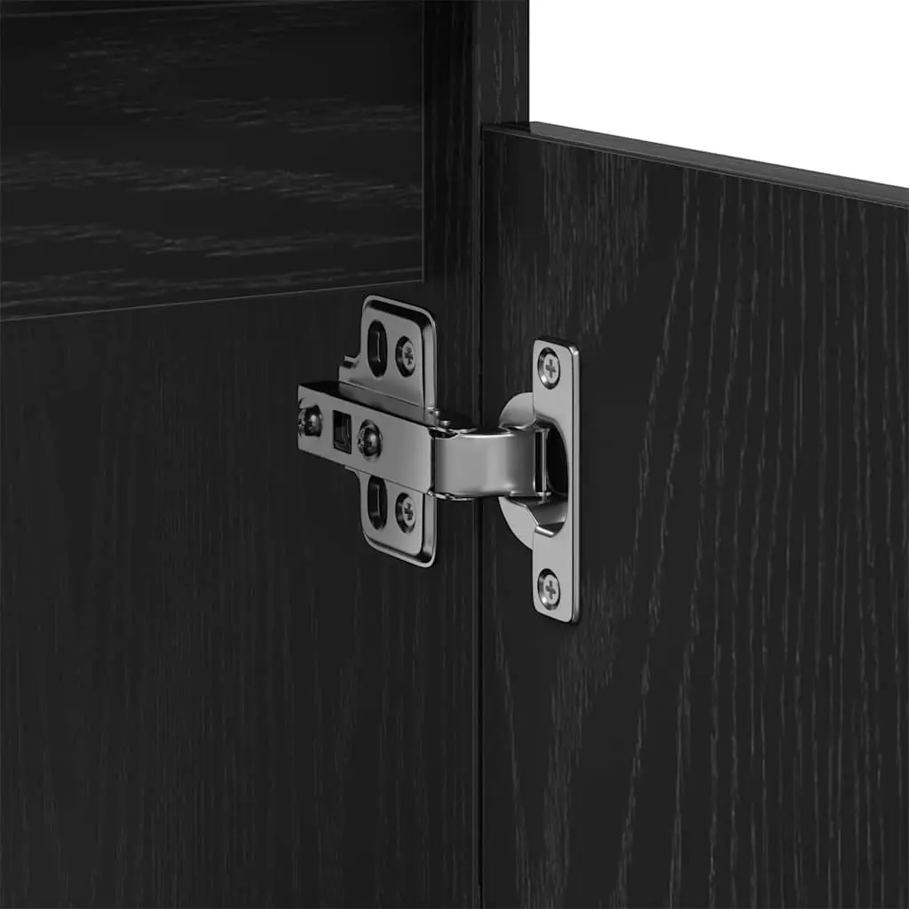 Bathroom Vanity Unit Wall-Mounted Sink Cabinet Black Oak