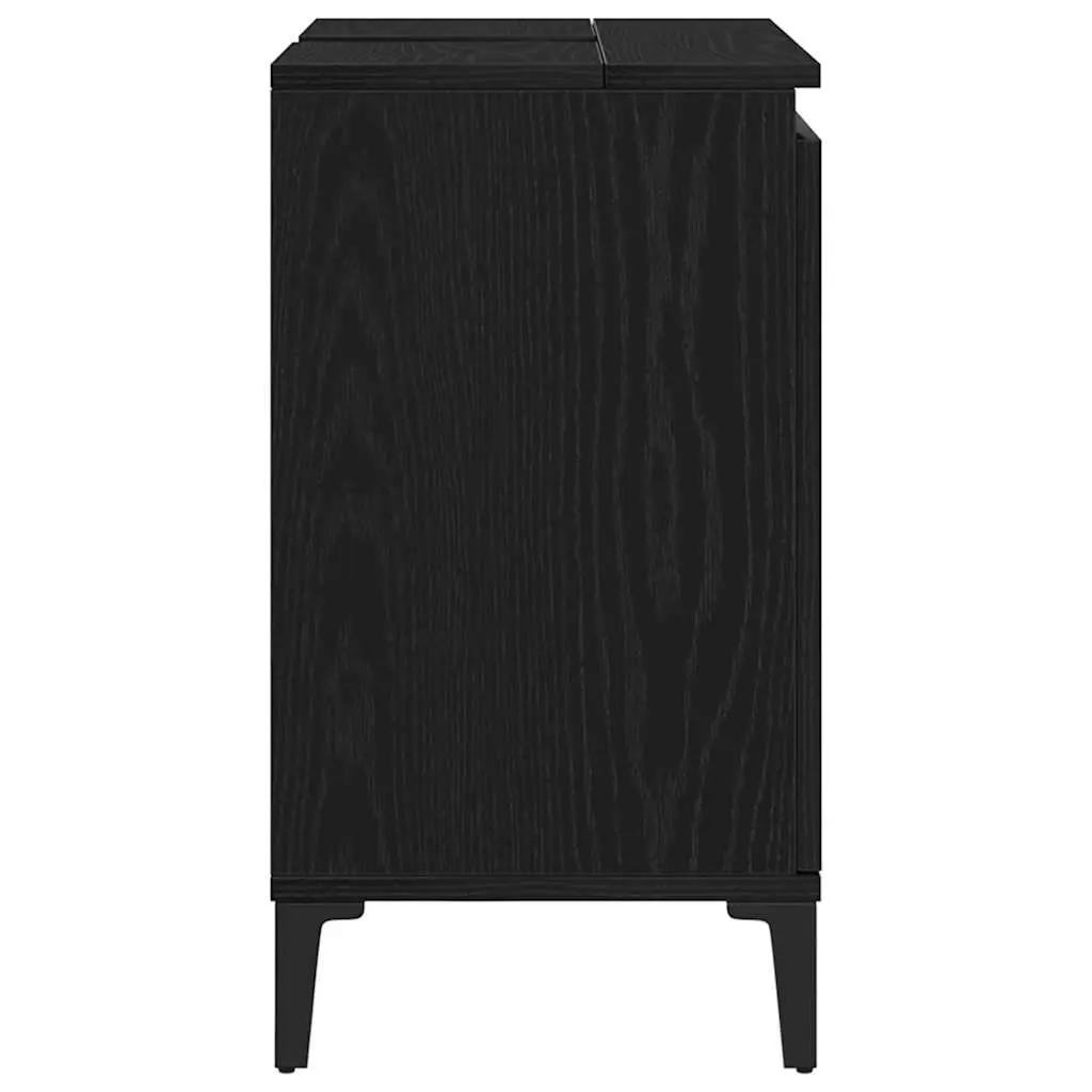 Bathroom Vanity Unit Wall-Mounted Sink Cabinet Black Oak