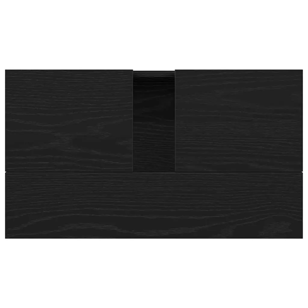 Bathroom Vanity Unit Wall-Mounted Sink Cabinet Black Oak