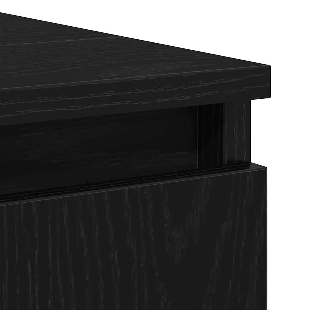 Bathroom Vanity Unit Wall-Mounted Sink Cabinet Black Oak