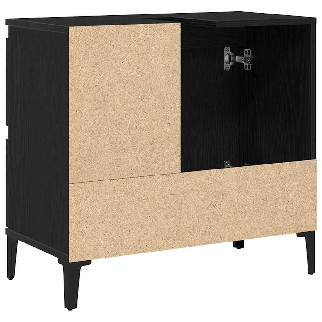 Bathroom Vanity Cabinet Wall-Mounted Storage Unit Black Oak Engineered Wood 65 x 33 x 60 cm