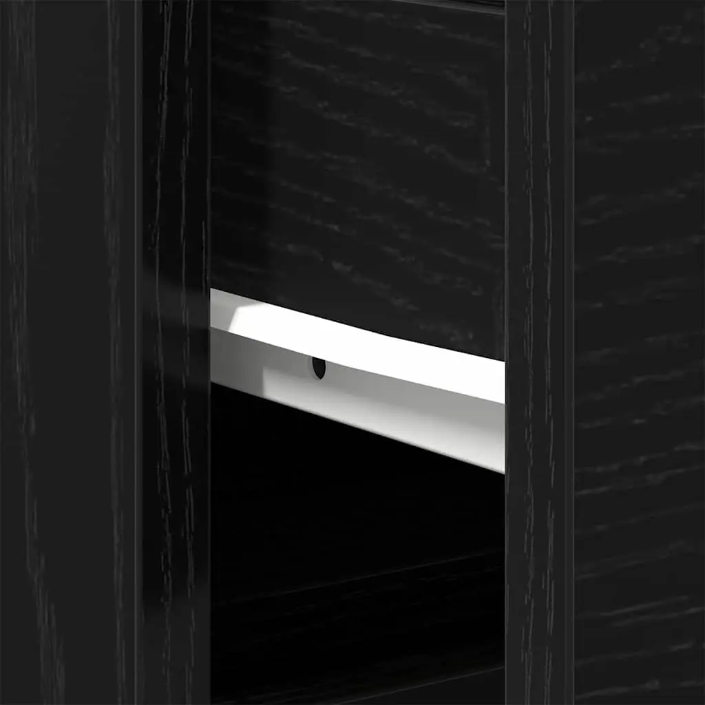 Bathroom Vanity Cabinet Sink Unit Wall-Mounted Storage Black Oak Modern Design