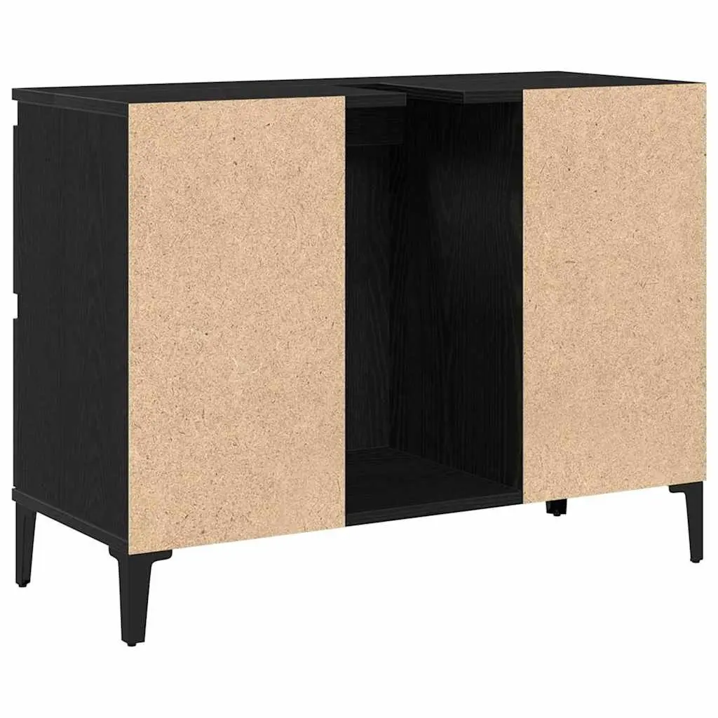 Bathroom Sink Vanity Cabinet Wall-Mounted Storage Organiser 80 x 33 x 60 cm Black